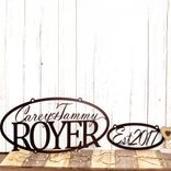 Personalized Hanging Oval Family Name and Established Year Metal Signs 1 small