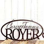 Personalized Hanging Oval Family Name and Established Year Metal Signs 3 small