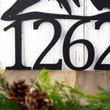 Metal House Numbers Plaque with Mountains and Pine Trees 3 small