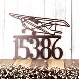 Personalized Metal House Number Sign with Airplane 3 small