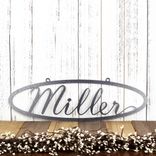 Personalized Hanging Oval Metal Name Sign with Script Lettering 4 small