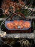 Hand tooled leather pumpkin mini bag 2 small