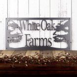 Personalized Rectangular Metal Family Name Plaque with Oak Trees 5 small