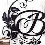 Personalized Family Monogram Letter Metal Sign, Ivy Vines, Scrolls and Fleur-De-Lis Victorian Style Wall Art, Decorative Initial Plaque 3 small