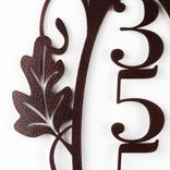 Vertical Metal House Number Sign with Autumn Oak Leaves and Vines 4 small