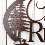 Personalized Hanging Oval Metal House Name Sign with Pine Trees 3 small