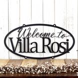 Personalized Hanging Oval Metal House Name Sign and Established Year Steel Plaque, Country Villa Wall Art, Custom Lakeside Outdoor Decor 3 small
