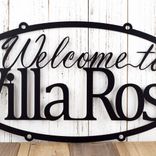 Personalized Hanging Oval Metal Welcome House Name Sign 4 small