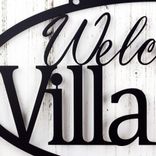 Personalized Hanging Oval Metal Welcome House Name Sign 3 small