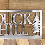 Personalized Rectangular Metal House Name Plaque with Pine Trees 4 small