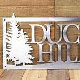 Personalized Rectangular Metal House Name Plaque with Pine Trees 3 small