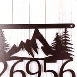 Personalized Hanging House Number Metal Plaque with Mountains and Pine Trees 3 small