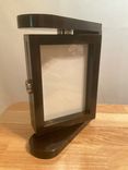 Rotating maple picture frame with stainless hardware. 1 small