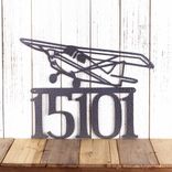 Personalized Metal House Number Sign with Airplane 5 small