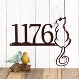 Metal House Number Sign with Cute Cat 3 small