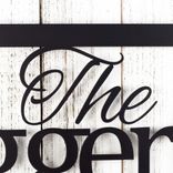 Personalized Rectangular Metal Family Name Sign with Buck Deer and Pine Trees 4 small