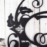 Personalized Metal Script Monogram Sign with Vines and Fleur De Lis 4 small