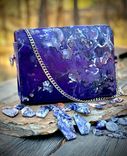Leather Tiffany stone hand bag hand dyed  3 small