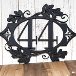 Metal Oval House Number Sign with Autumn Oak Leaves 3 small