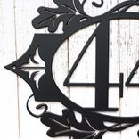 Metal Oval House Number Sign with Autumn Oak Leaves 4 small