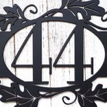 Metal Oval House Number Sign with Autumn Oak Leaves 5 small