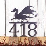 Metal House Numbers Plaque with Fantasy Gothic Medieval Dragon 5 small