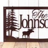 Personalized Family Name Metal Sign, Moose Outdoor Steel Wall Art, Custom Up North Nature Wildlife Plaque, Outdoorsman Housewarming Gift 3 small