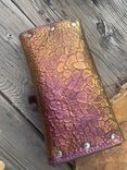 Hand tooled leather clutch dragon skin 4 small