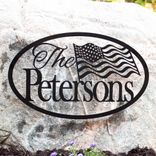 Personalized American Flag Family Last Name Metal Sign, Custom Military Veteran Patriotic Steel Plaque, Stars & Stripes Outdoor Wall Art 1 small