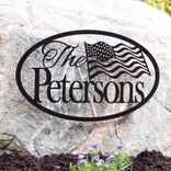 Personalized American Flag Family Last Name Metal Sign, Custom Military Veteran Patriotic Steel Plaque, Stars & Stripes Outdoor Wall Art 5 small