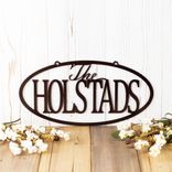 Personalized Oval Hanging Metal Family Name Plaque 3 small