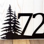 Metal House Number Sign with Pine Trees, 4 Digit 3 small