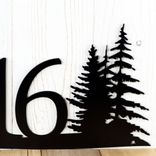 Metal House Number Sign with Pine Trees, 4 Digit 4 small