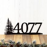 Personalized Metal House Number Plaque with Pine Trees 3 small