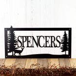 Rustic Personalized Family Last Name Metal Sign, Whitetail Doe Deer Wildlife Scene Wall Art, Custom Hunting Lodge Steel Outdoor Plaque 1 small