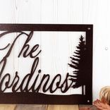 Personalized Metal Script Family Last Name Sign, Moose Silhouette with North Wildlife Scene, Custom Country Lake Lodge Outdoor Steel Plaque 3 small