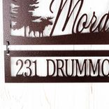 Personalized Family Last Name & Address Metal Sign, Moose and Pine Tree Forest Scene, Custom Outdoor Driveway House Number Steel Plaque 2 small