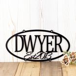 Custom Hanging Oval Metal Family Name and Established Year Sign 3 small