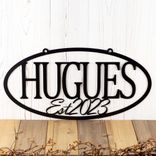 Custom Hanging Oval Metal Family Name and Established Year Plaque 3 small