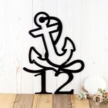 Nautical Metal House Number Plaque with Boat Anchor 4 small