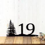 Personalized Metal House Number Sign with Pine Trees 3 small
