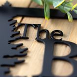 Personalized Rectangular Metal Family Name Sign with Doe Deer and Pine Trees 2 small