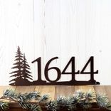 Personalized Metal House Number Sign with Pine Trees 5 small