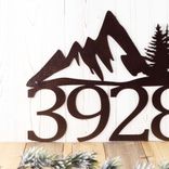 Metal House Number Plaque with Mountains and Pine Trees 3 small