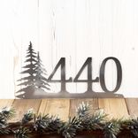 Personalized Metal House Number Plaque with Pine Trees 5 small