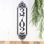 Vertical Metal House Number Plaque with Celtic Knots 3 small