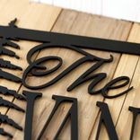 Custom Rectangular Metal Family Last Name Sign with Pine Trees 2 small