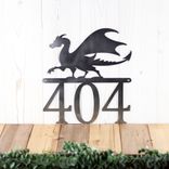 Metal House Number Plaque with Medieval Dragon 5 small
