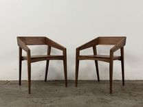 Modern Walnut Or Oak Armchairs 3 small
