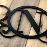 Personalized Family Last Name Letter Monogram Metal Sign, Decorative Scrollwork with Vines & Leaves, Custom Wedding Couple Initial Wall Art 2 small